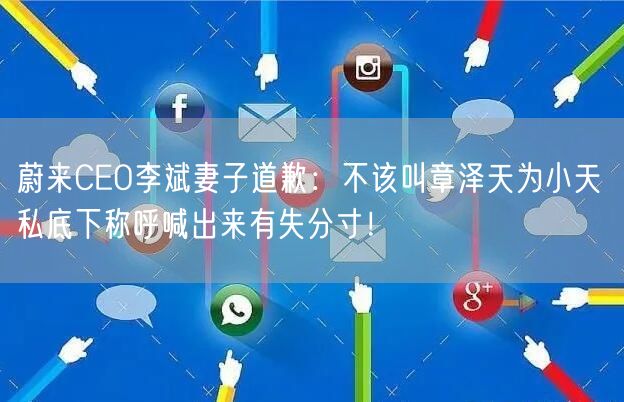 蔚来CEO李斌妻子道歉：不该叫章泽天为小天 私底下称呼喊出来有失分寸！