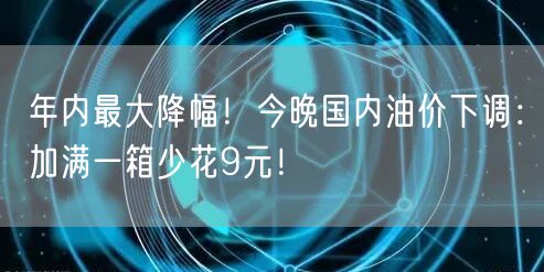 年内最大降幅！今晚国内油价下调：加满一箱少花9元！