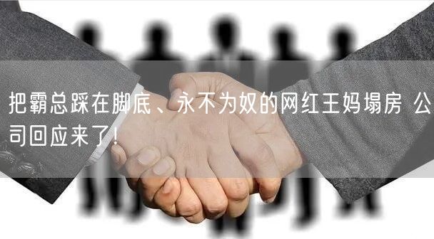 把霸总踩在脚底、永不为奴的网红王妈塌房 公司回应来了！