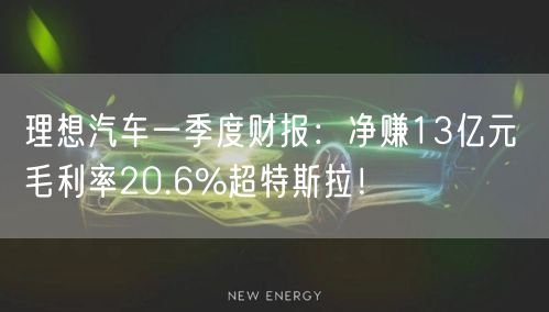 理想汽车一季度财报：净赚13亿元 毛利率20.6%超特斯拉！