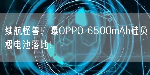 续航怪兽！曝OPPO 6500mAh硅负极电池落地！