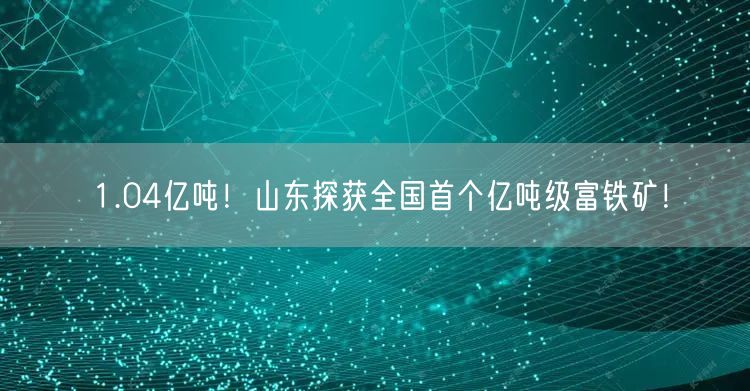 1.04亿吨！山东探获全国首个亿吨级富铁矿！