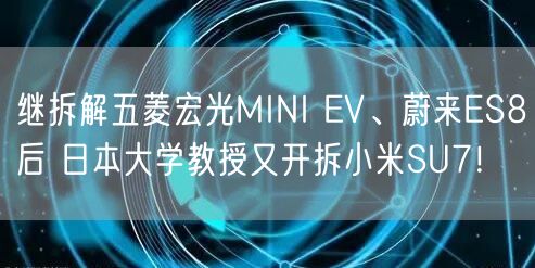 继拆解五菱宏光MINI EV、蔚来ES8后 日本大学教授又开拆小米SU7！