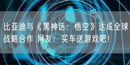 比亚迪与《黑神话：悟空》达成全球战略合作 网友：买车送游戏吧！