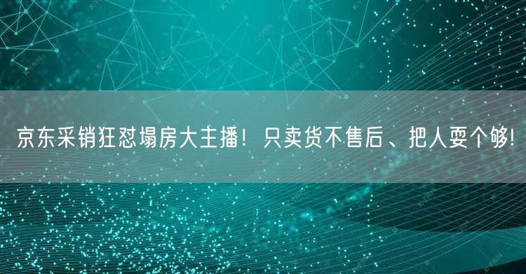 京东采销狂怼塌房大主播！只卖货不售后、把人耍个够!