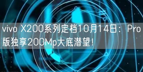 vivo X200系列定档10月14日：Pro版独享200Mp大底潜望！