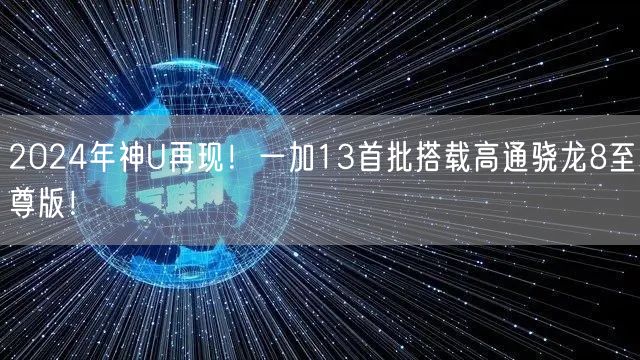 2024年神U再现！一加13首批搭载高通骁龙8至尊版！