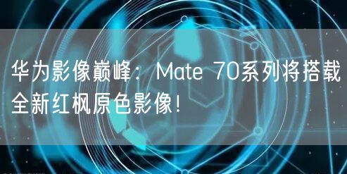 华为影像巅峰：Mate 70系列将搭载全新红枫原色影像！