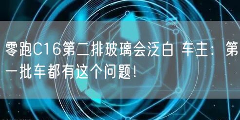 零跑C16第二排玻璃会泛白 车主：第一批车都有这个问题！