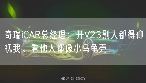 奇瑞iCAR总经理：开V23别人都得仰视我、看他人都像小乌龟壳！