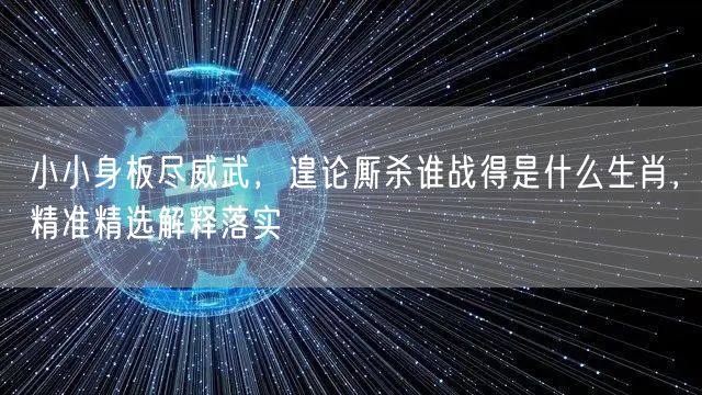 小小身板尽威武，遑论厮杀谁战得是什么生肖，精准精选解释落实