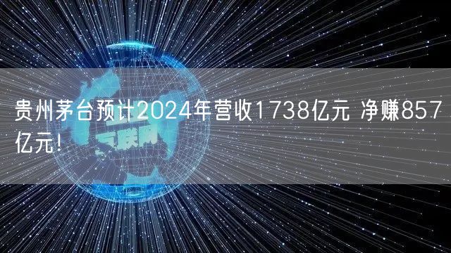 贵州茅台预计2024年营收1738亿元 净赚857亿元！