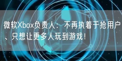 微软Xbox负责人：不再执着于抢用户、只想让更多人玩到游戏！