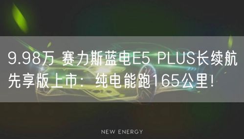 9.98万 赛力斯蓝电E5 PLUS长续航先享版上市：纯电能跑165公里！