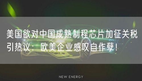 美国欲对中国成熟制程芯片加征关税引热议：欧美企业感叹自作孽！